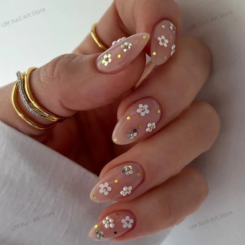 24Pcs Colorful False Nails with Tools Wearable Red Long Coffin Fake Nails Rhinestone Design Ballet Full Cover Press on Nails Tip - Hands of Hope