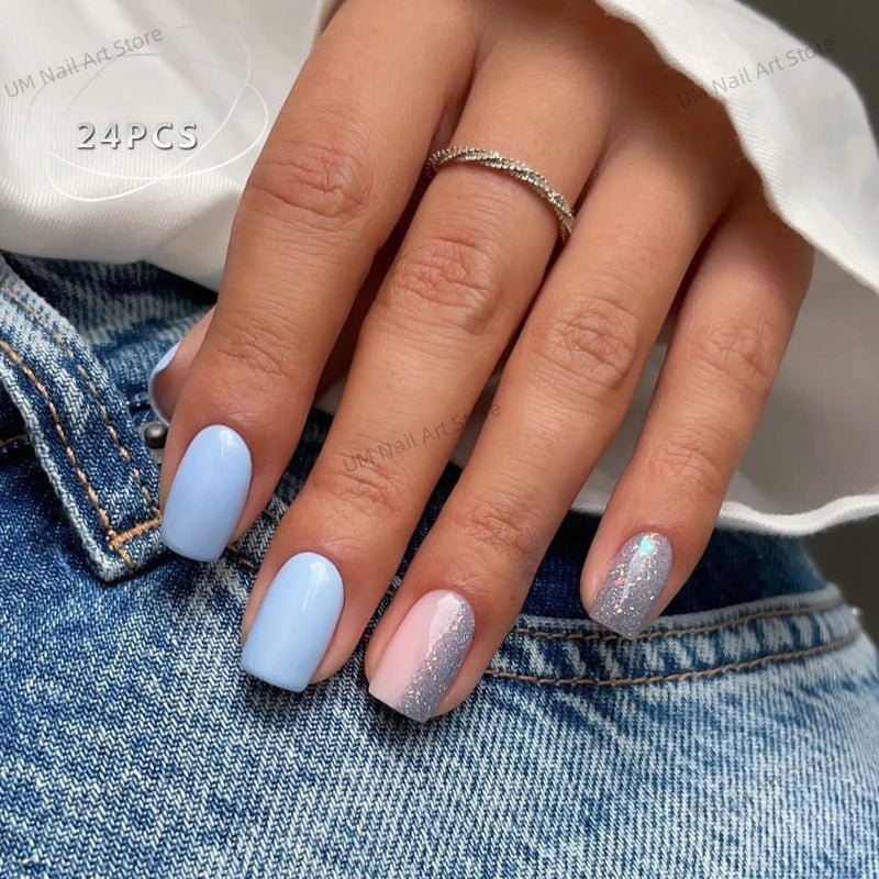 24Pcs Colorful False Nails with Tools Wearable Red Long Coffin Fake Nails Rhinestone Design Ballet Full Cover Press on Nails Tip - Hands of Hope