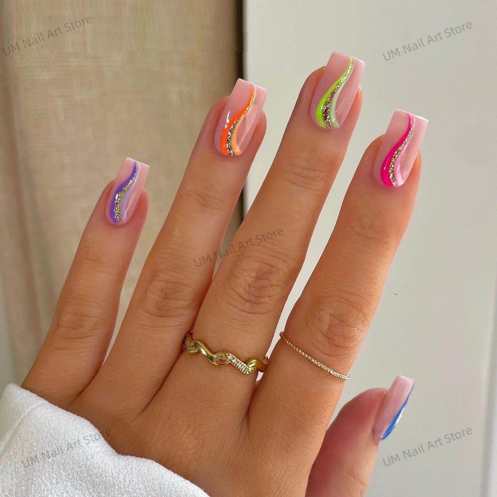 24Pcs Colorful False Nails with Tools Wearable Red Long Coffin Fake Nails Rhinestone Design Ballet Full Cover Press on Nails Tip - Hands of Hope