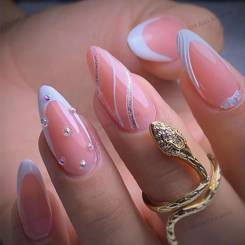 24Pcs Colorful False Nails with Tools Wearable Red Long Coffin Fake Nails Rhinestone Design Ballet Full Cover Press on Nails Tip - Hands of Hope