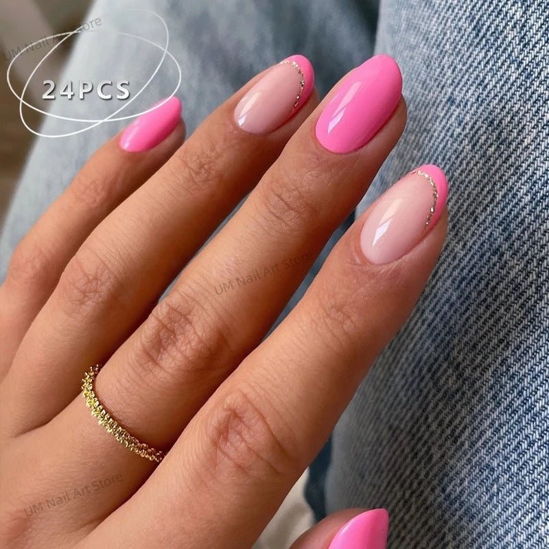 24Pcs Colorful False Nails with Tools Wearable Red Long Coffin Fake Nails Rhinestone Design Ballet Full Cover Press on Nails Tip - Hands of Hope