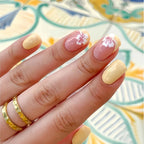 24Pcs Fairy White Flower Fake Nails Pink French Tip Press on Nails Short Square Wearable False Nail for Women Girls DIY Manicure - Hands of Hope