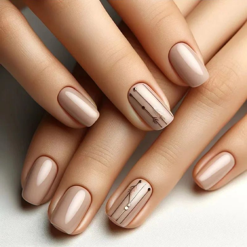 24Pcs Fashion Fake Nails Press on Long Ballet False Nails Art with Flower Design Brown Detachable Full Cover Nail Tips Manicure - Hands of Hope