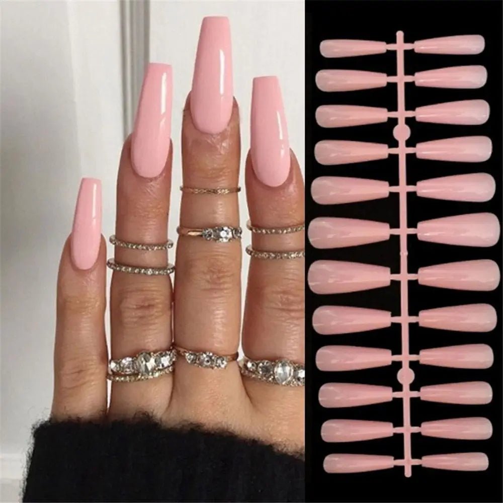 24pcs Long Stiletto French Fake Nails White Edge Simple Aurora False Nails Full Cover Press on Nails DIY Detachable Manicure - Hands of Hope