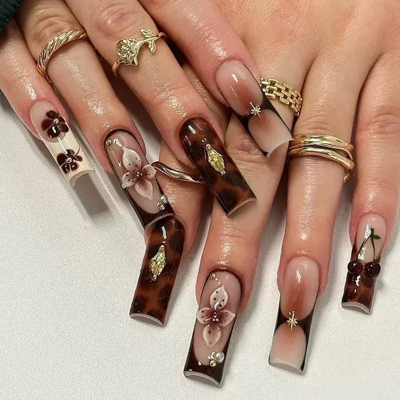 24Pcs Mid - length French Pink Square Head Press on False Nails Flash Drill Wearable Finished Manicure Full Cover Nail Tips - Hands of Hope