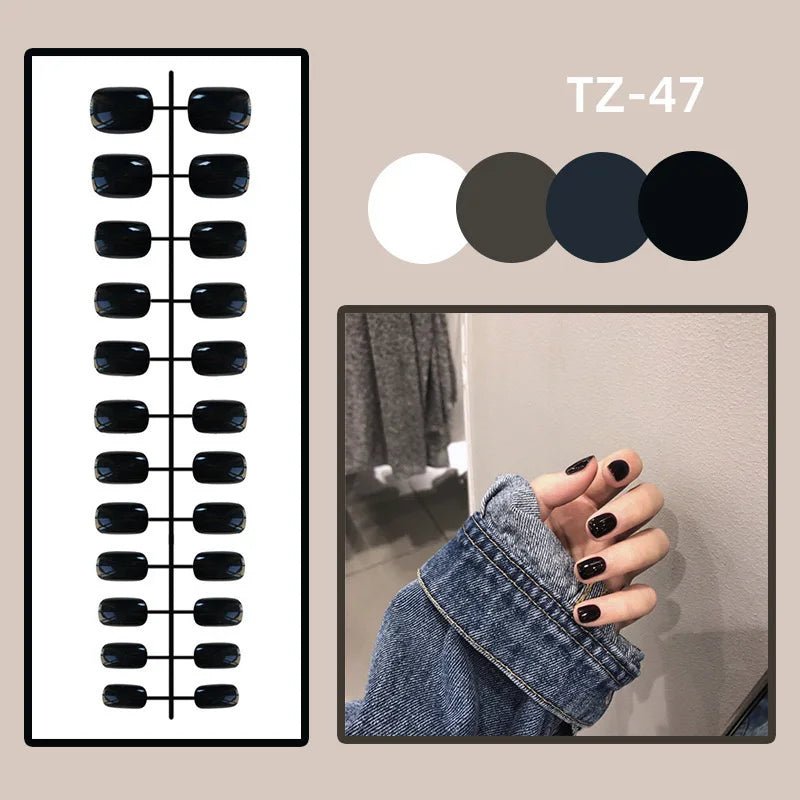 24Pcs Mid - length French Pink Square Head Press on False Nails Flash Drill Wearable Finished Manicure Full Cover Nail Tips - Hands of Hope