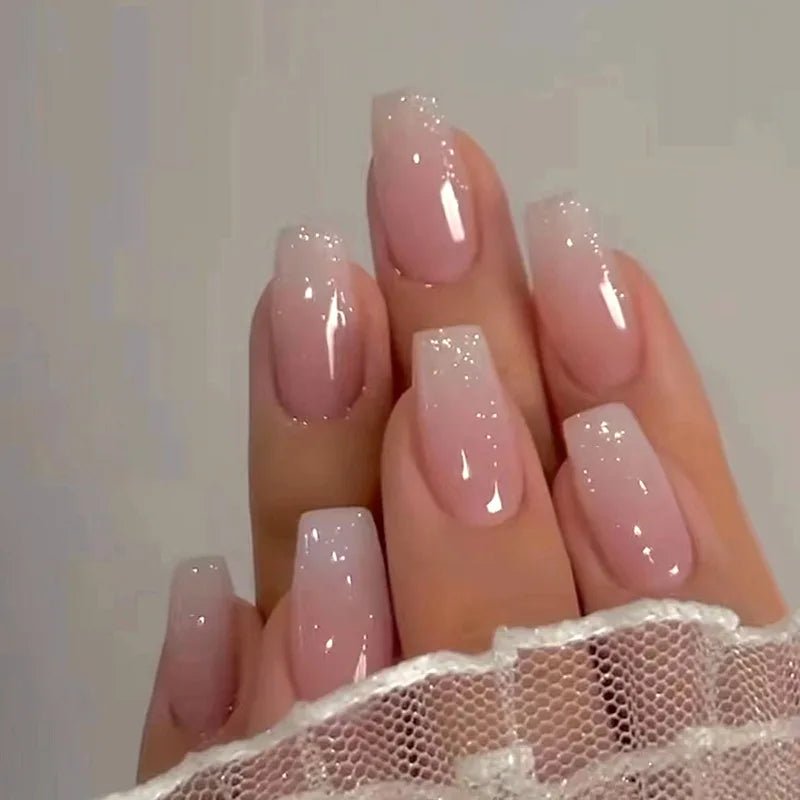 24Pcs Oval Short Pink Press on Nails Simple Ombre Spring False Nail for Sweet Sassy Cool Women&Girl Removable Wearable Nail Art - Hands of Hope
