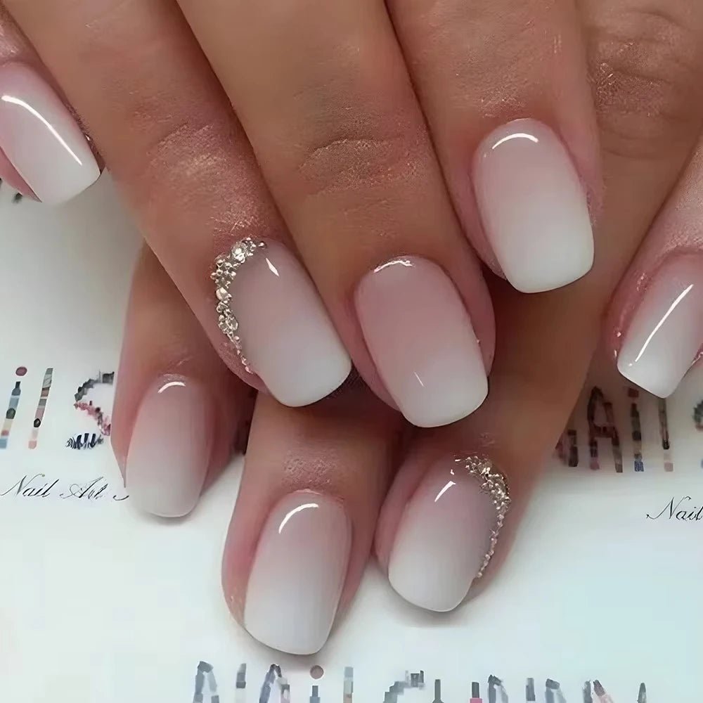 24Pcs Oval Short Pink Press on Nails Simple Ombre Spring False Nail for Sweet Sassy Cool Women&Girl Removable Wearable Nail Art - Hands of Hope