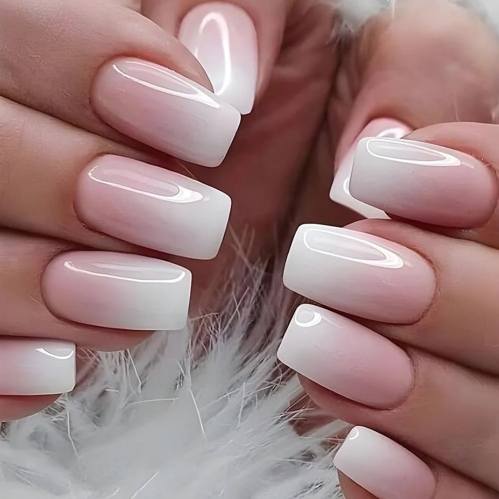 24Pcs Oval Short Pink Press on Nails Simple Ombre Spring False Nail for Sweet Sassy Cool Women&Girl Removable Wearable Nail Art - Hands of Hope