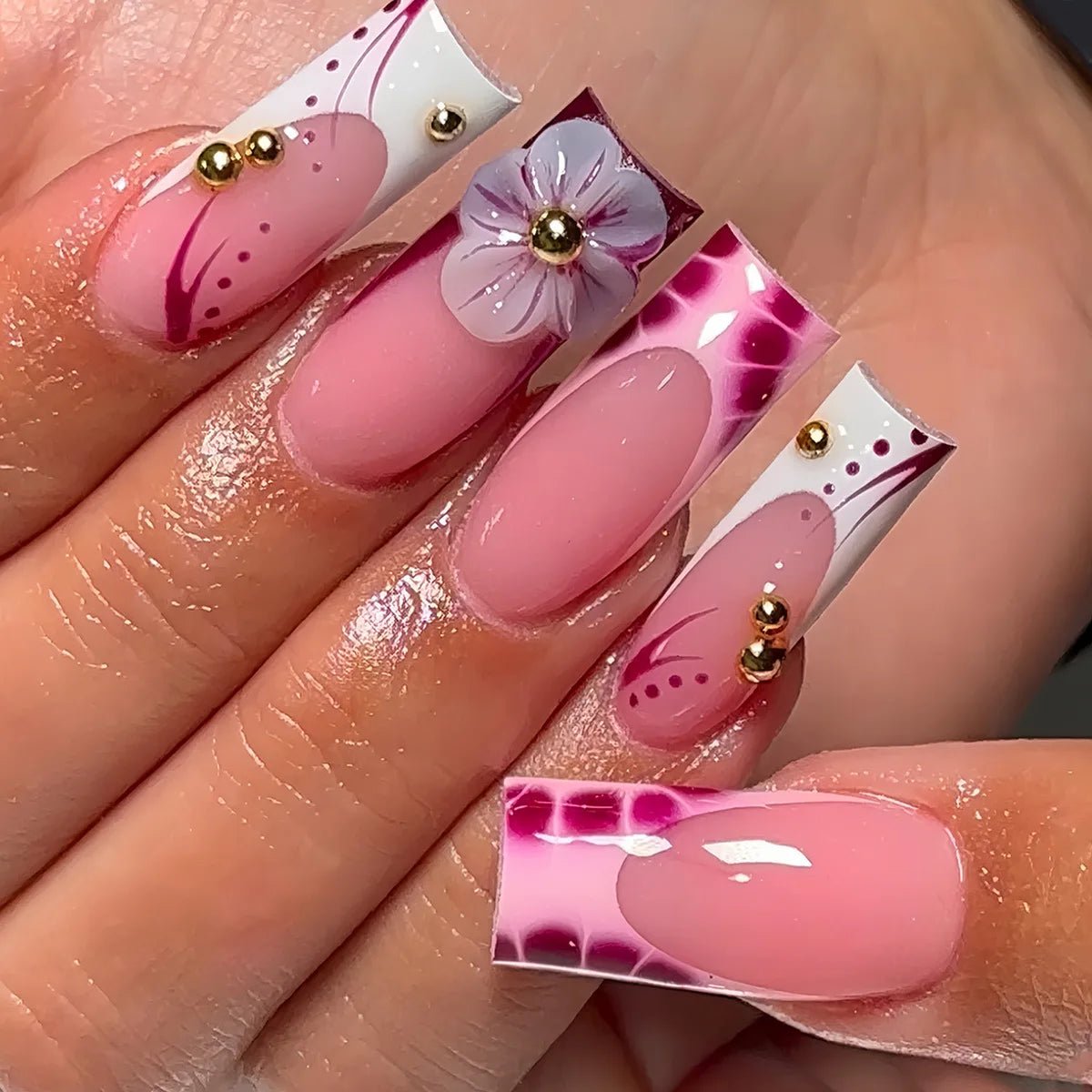 24Pcs Pure White French Press on Nails Long Square Head False Nails with Pearl Pink Bow Design Ballet Wearable Fake Nails - Hands of Hope