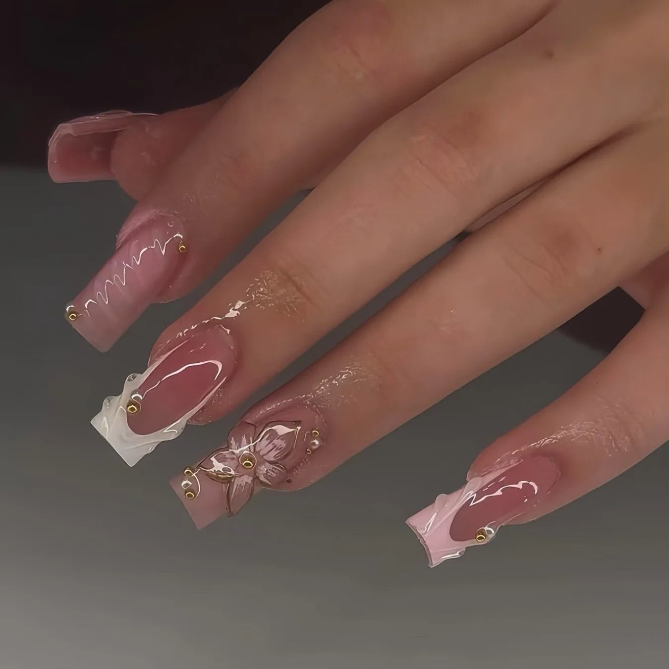 24Pcs Pure White French Press on Nails Long Square Head False Nails with Pearl Pink Bow Design Ballet Wearable Fake Nails - Hands of Hope