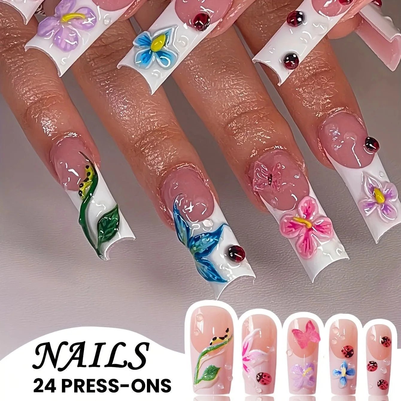 24Pcs Pure White French Press on Nails Long Square Head False Nails with Pearl Pink Bow Design Ballet Wearable Fake Nails - Hands of Hope