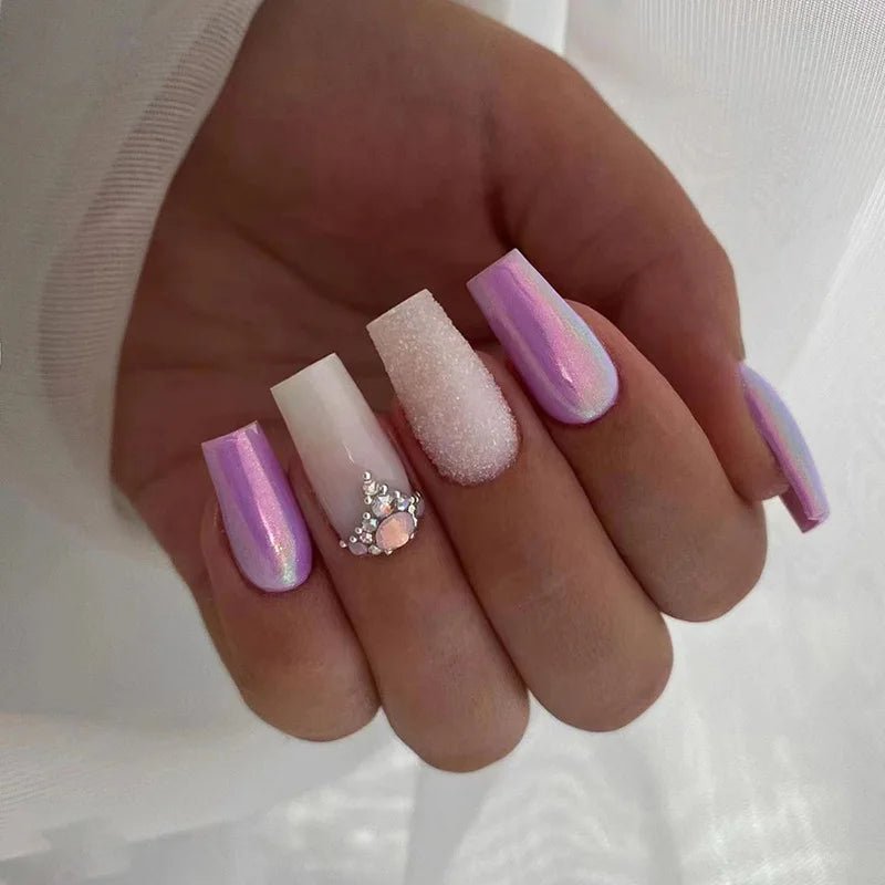 24Pcs Pure White French Press on Nails Long Square Head False Nails with Pearl Pink Bow Design Ballet Wearable Fake Nails - Hands of Hope