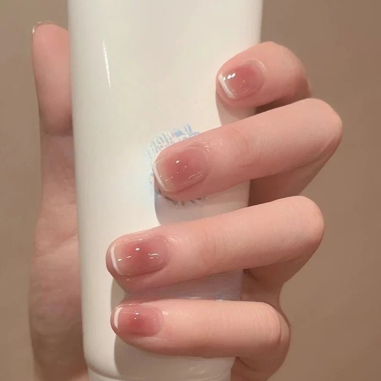 24Pcs Rainbow Color Glow Cat Eye Press on False Nails with Glue Glitter Short Square Nails Sweet Cool Gradient Summer Fake Nails - Hands of Hope