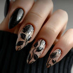 24PCS Retro Blue Simple Flowers Almond Press on Nails Full Cover Glossy White French Nail Golden Steel Ball Fake Nails for Women - Hands of Hope