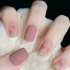 24Pcs Short Almond Press - On Nails Pink Floral French Tip Glossy&Elegant Full Cover Fake Nails for Women&Girls Spring,Daily Wear - Hands of Hope