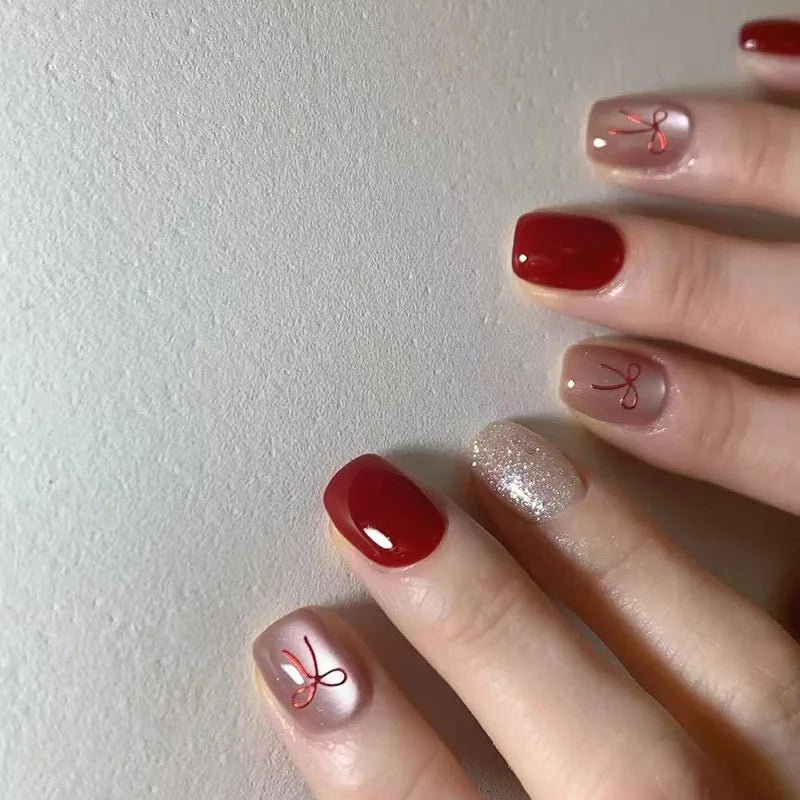 24Pcs Short Round Fake Nails Cat Eye Nail Design Glitter Detachable False Nail Solid Color Full Cover Acrylic Press on Nail Tips - Hands of Hope