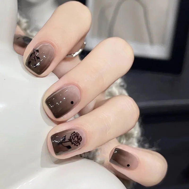 24Pcs Short Round Fake Nails Cat Eye Nail Design Glitter Detachable False Nail Solid Color Full Cover Acrylic Press on Nail Tips - Hands of Hope