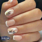 24Pcs Short Square Coffin False Nails Square Fake Nails with Glue French Glitter Wearable Acrylic Nails Set Press on Nail Tips - Hands of Hope