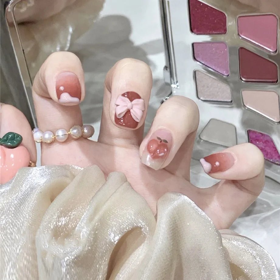 24pcs Short Square Round Fake Nails Blue Sequin Design Press on Nails Full Cover Artificial False Nail Art Accessories & Tools - Hands of Hope