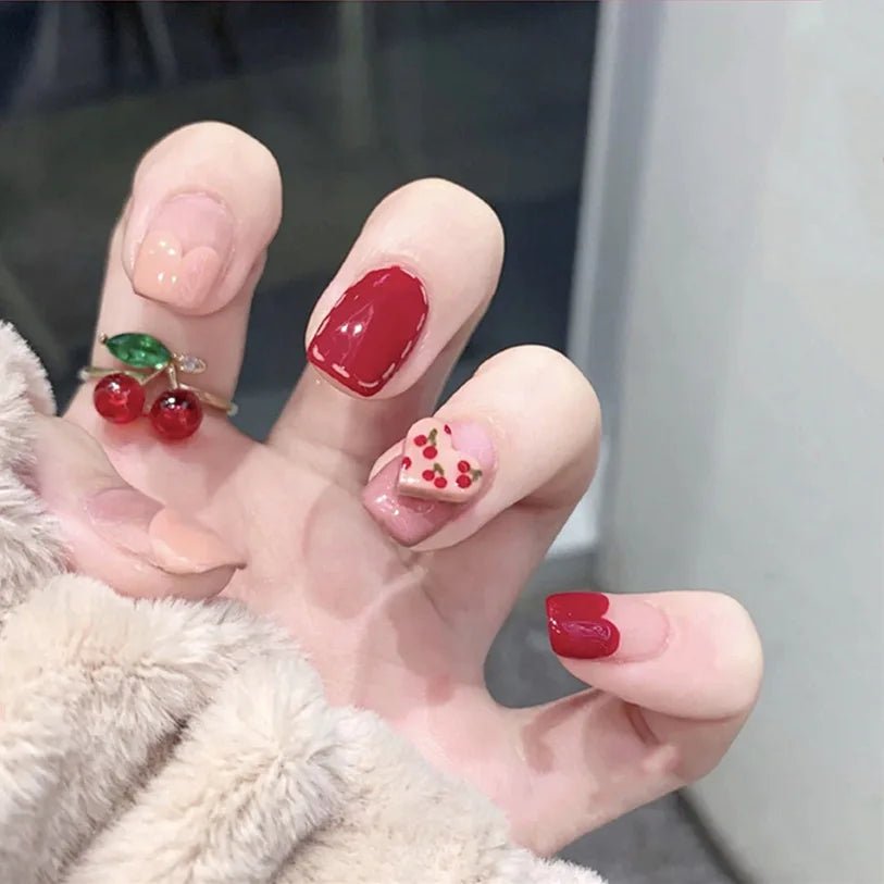 24pcs Short Square Round Fake Nails Blue Sequin Design Press on Nails Full Cover Artificial False Nail Art Accessories & Tools - Hands of Hope