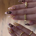 24Pcs Simple French Fake Nails with Almond Head Design Detachable 3D Irregular Star Pattern Press on False Nails Manicure Tools - Hands of Hope