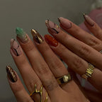 24Pcs Simple French Fake Nails with Almond Head Design Detachable 3D Irregular Star Pattern Press on False Nails Manicure Tools - Hands of Hope