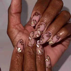 24Pcs Simple French Fake Nails with Almond Head Design Detachable 3D Irregular Star Pattern Press on False Nails Manicure Tools - Hands of Hope