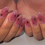 24Pcs Simple Glitter Almond False Nails with Glue Ballerina Nail Design Sweet Cool French Detachable Press on Nail Manicure Tips - Hands of Hope