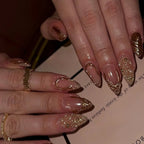 24Pcs Simple Glitter Almond False Nails with Glue Ballerina Nail Design Sweet Cool French Detachable Press on Nail Manicure Tips - Hands of Hope