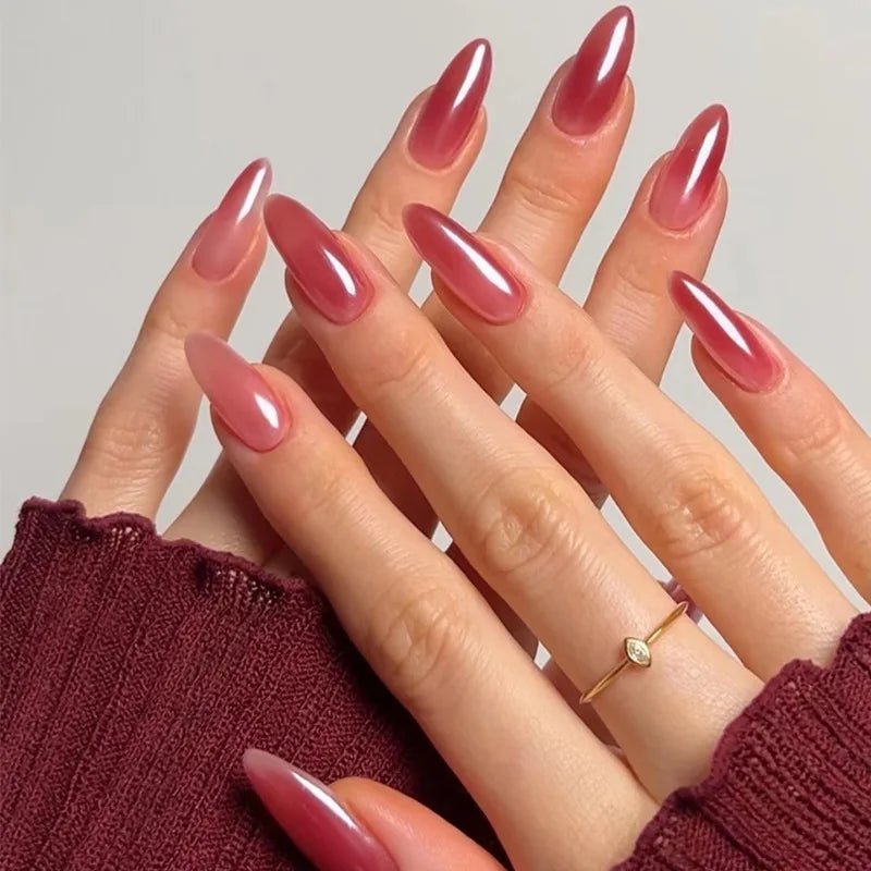 24Pcs Solid Nude Color Fake Nails with Jelly Glue Short Almond Press on False Nails Wearable Oval Finished Full Cover Nail Tips - Hands of Hope