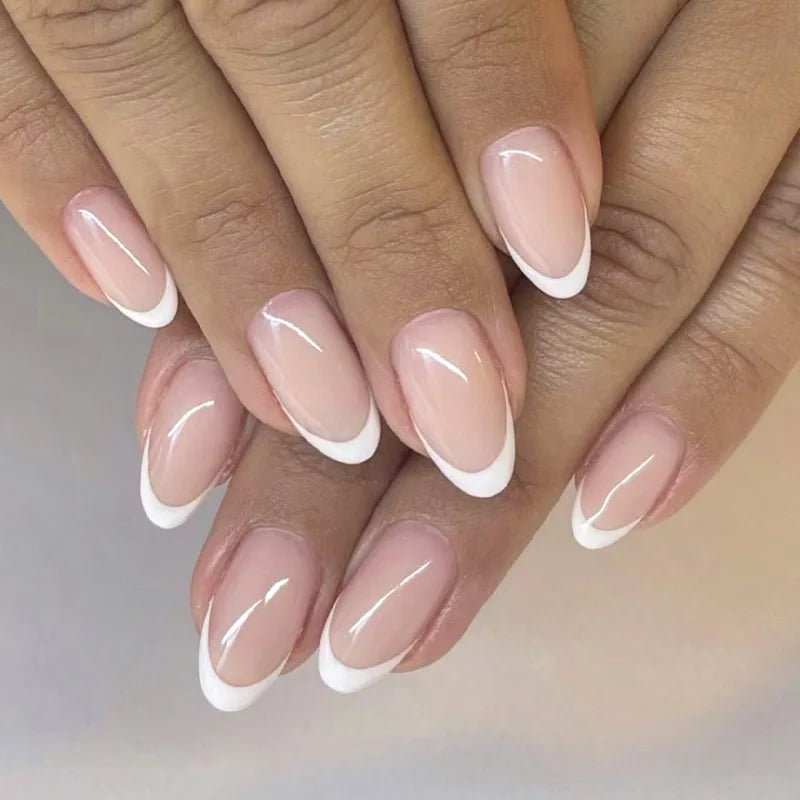 24Pcs Solid Nude Color Fake Nails with Jelly Glue Short Almond Press on False Nails Wearable Oval Finished Full Cover Nail Tips - Hands of Hope