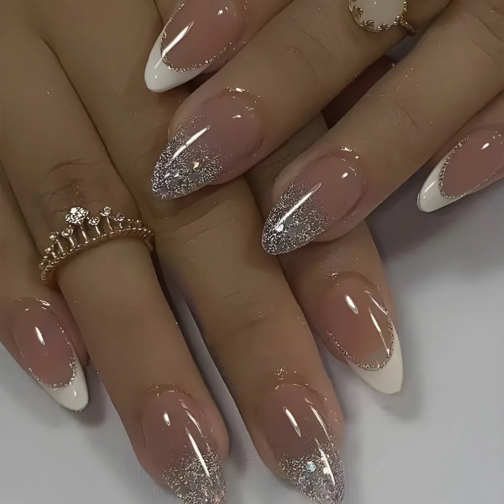 24Pcs Solid Nude Color Fake Nails with Jelly Glue Short Almond Press on False Nails Wearable Oval Finished Full Cover Nail Tips - Hands of Hope