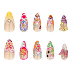 24pcs Tropical Flower Press On Nails Colorful French 3D Crystal Butterfly Shells Pattern Printed False Nails Almond Fake Nail - Hands of Hope