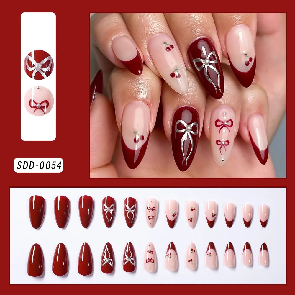 24Pcs White Pink Flower Acrylic Fake Nails Short Square French False Nail Wearable Full Cover Artificial Press on Nail For Women - Hands of Hope