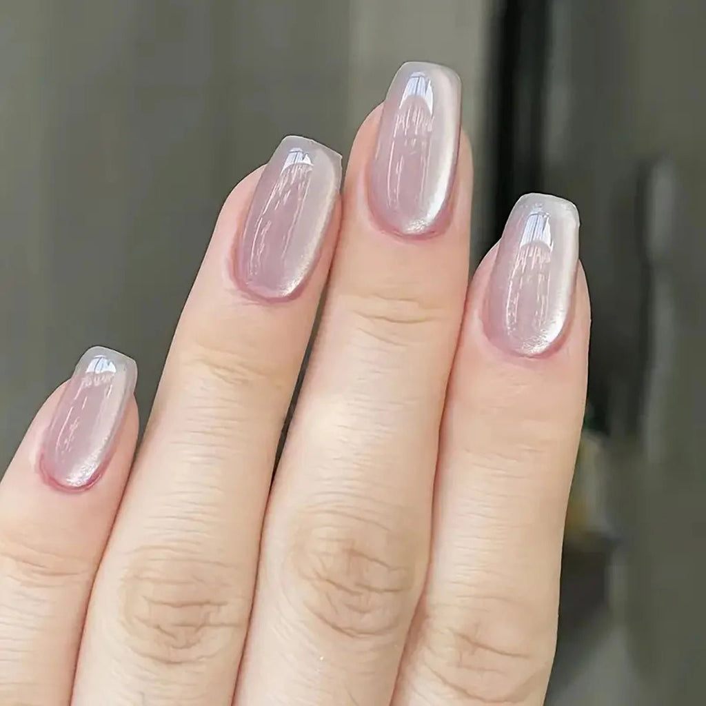 24pcs/30pcs short square ballet fake nails for women cat eyes glitter green blue purple pink shinny nail tips press on nail art - Hands of Hope