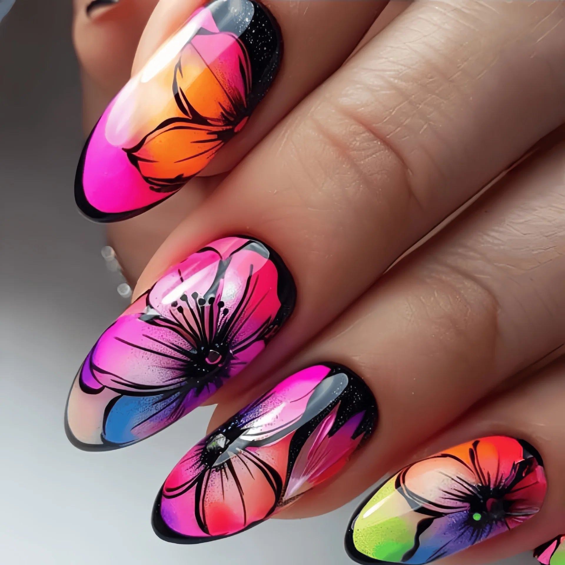 24pcs/set medium long fake nails for Spring summer season beautiful peach flowers butterfly design press on false nail art tips - Hands of Hope
