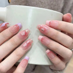 24pcs/set Medium long fake nails Swan fish flowers for summer season gradient almond square ballet tips press on false nails - Hands of Hope