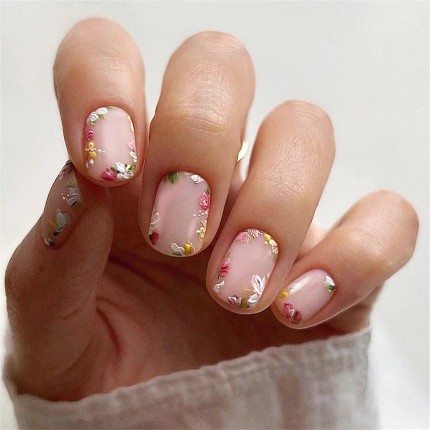 24Pcs/Set Short French Wearing Fake Nails Art Pink Gentle Girl Glitter Pearlized Press on Nail Tips Cute Natural Sweet Ins Style - Hands of Hope