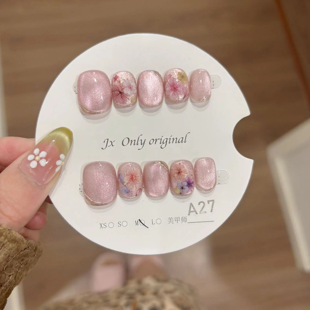 10pcs Love Cat Eye Handmade Press on Nails Simple Fake Nails False Nails Short Artificial Nail Накладные Ногти Uñas Postizas 네일팁