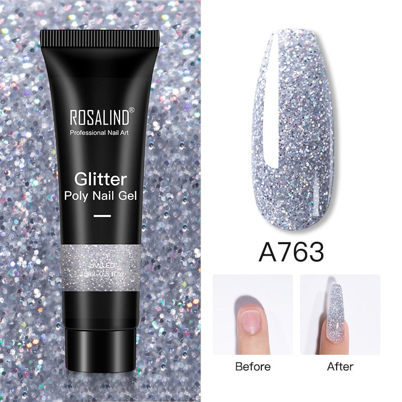ROSALIND Glitter Poly Nail Gel 15ml