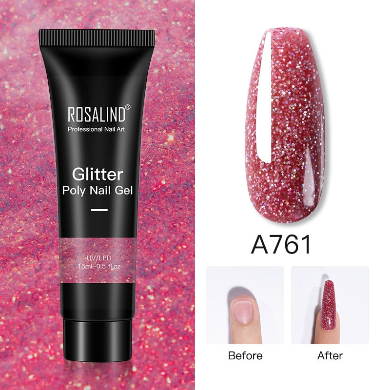 ROSALIND Glitter Poly Nail Gel 15ml