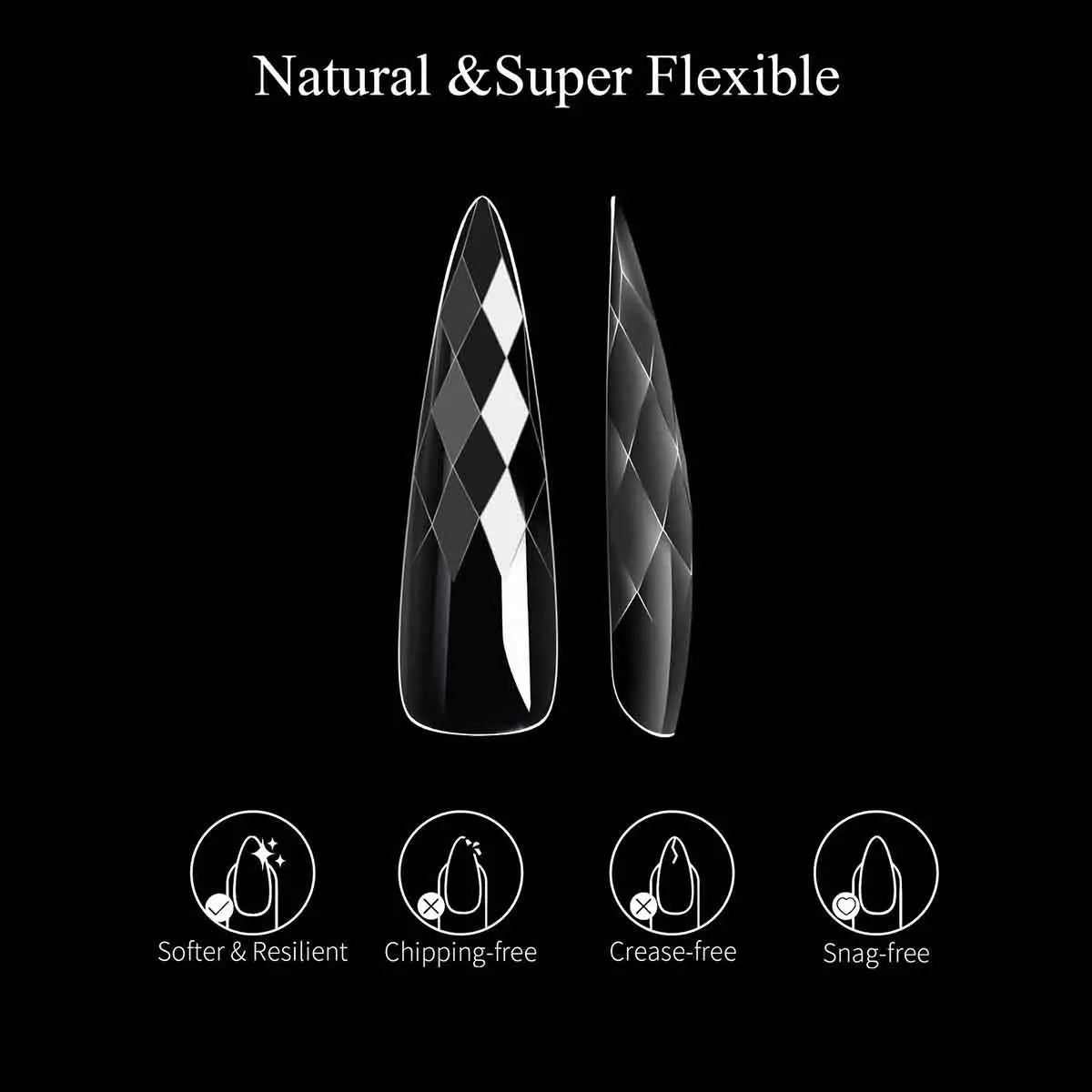 3D Diamond Rhombus False Clear Nail Tips Long Stiletto Coffin Full Cover Nail Art Decoration Tools 12 Sizes 120PC Press On Nails - Hands of Hope