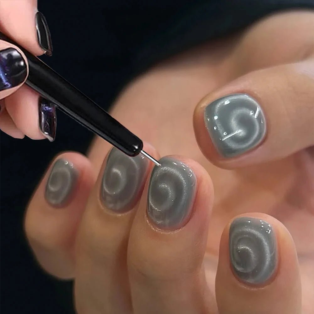 3D Heart Argyle Rhombus Pattern Cat Eye Nail Magnetic Tool Suck Glass Bead/Snake/Love/French Strong Cat Eye Nail Art Magnet Pen - Hands of Hope