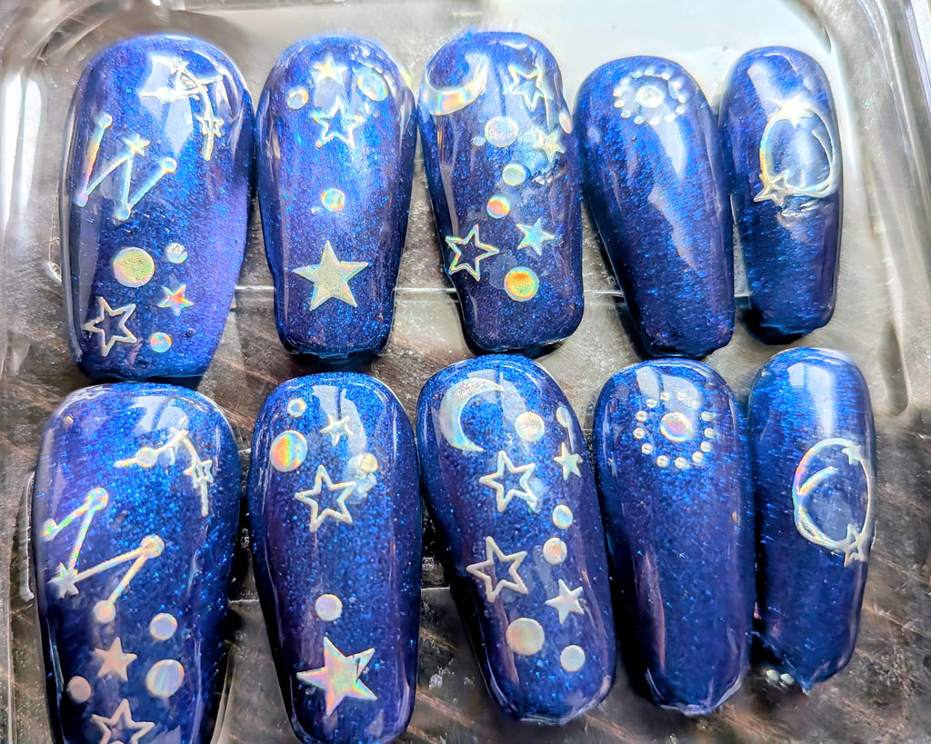 Hand crafted reusable premade manicure set- Blue Moon Design