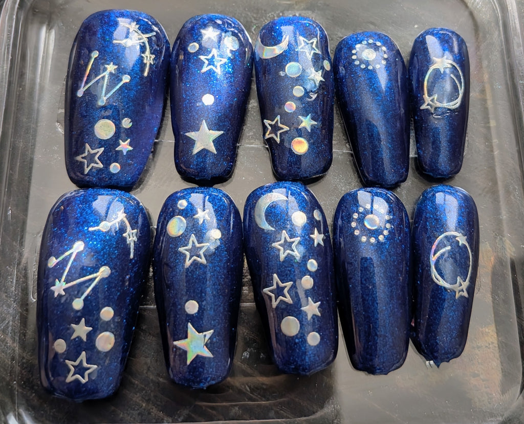 Hand crafted reusable premade manicure set- Blue Moon Design