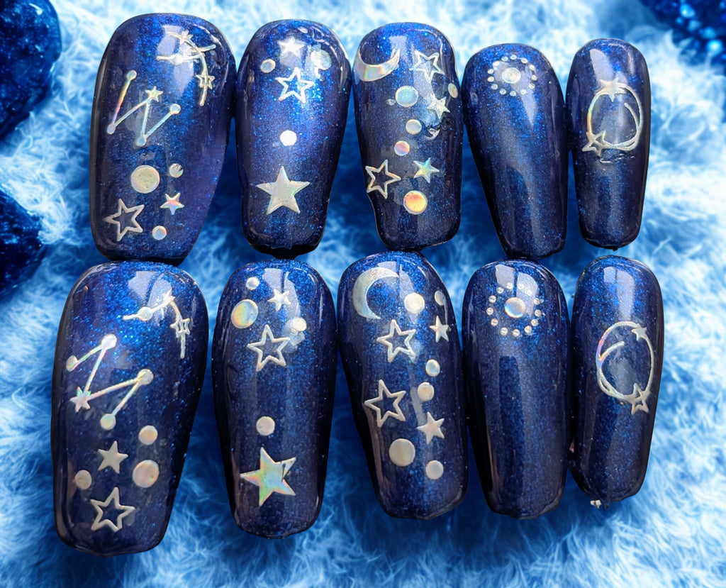 Hand crafted reusable premade manicure set- Blue Moon Design