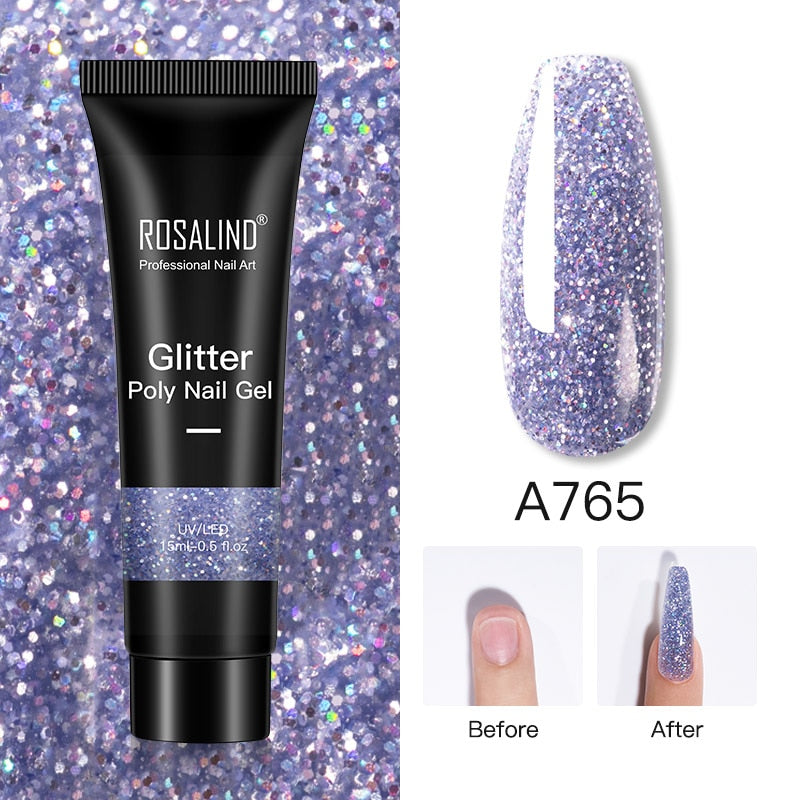 ROSALIND Glitter Poly Nail Gel 15ml