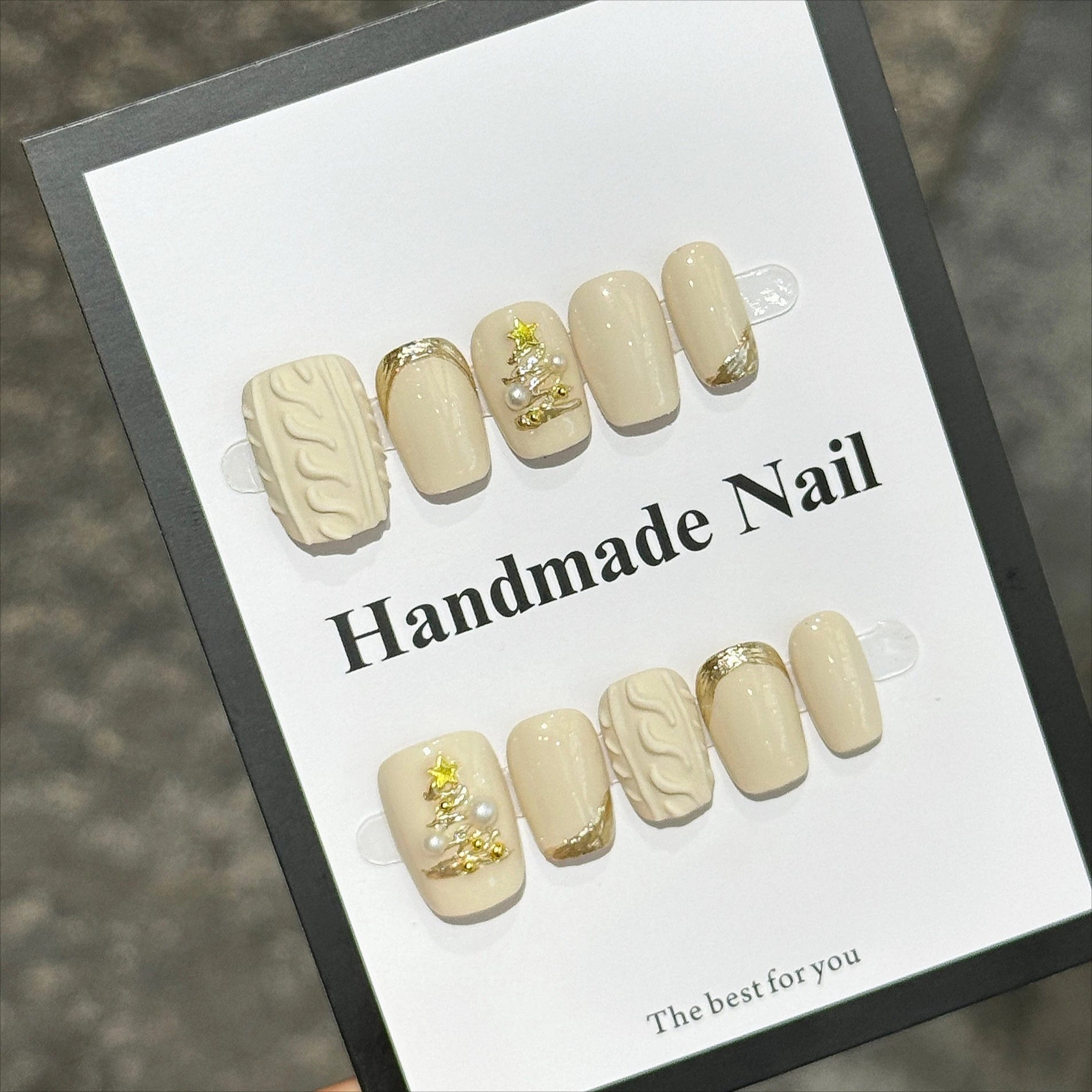 10Pcs Short Square Handmade Press On Nails Full Cover Flower Cat Eye Small Fresh Ballet False Nails Wearable Manicure Nail Tips