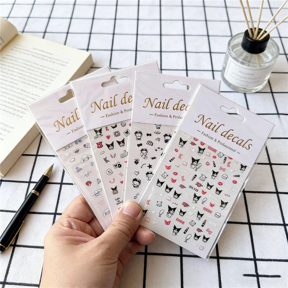 4PCS/1PC Set 3D Kawaii Sanrioed Nail Stickers,Hello Kitty Kuromi Melody Cartoon Nail Decals Decoration Supplies,Press on Nails - Hands of Hope